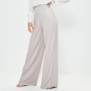 Tall Cover Button Side Wide Leg Pants